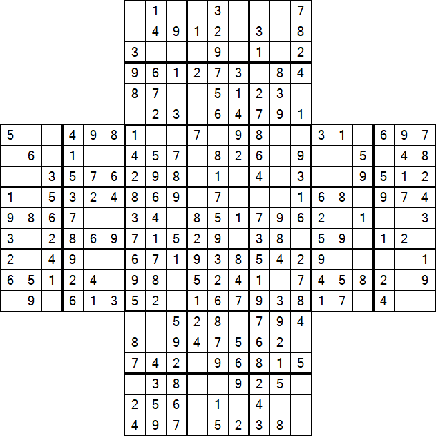 Cross Sudoku - Einfach