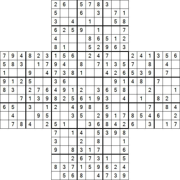 Cross Sudoku - Einfach