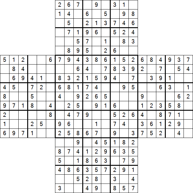 Cross Sudoku - Einfach