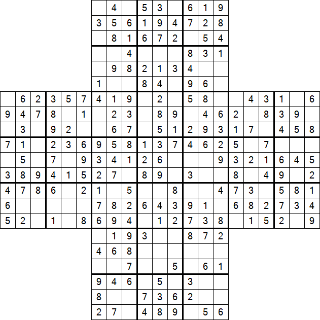 Cross Sudoku - Einfach