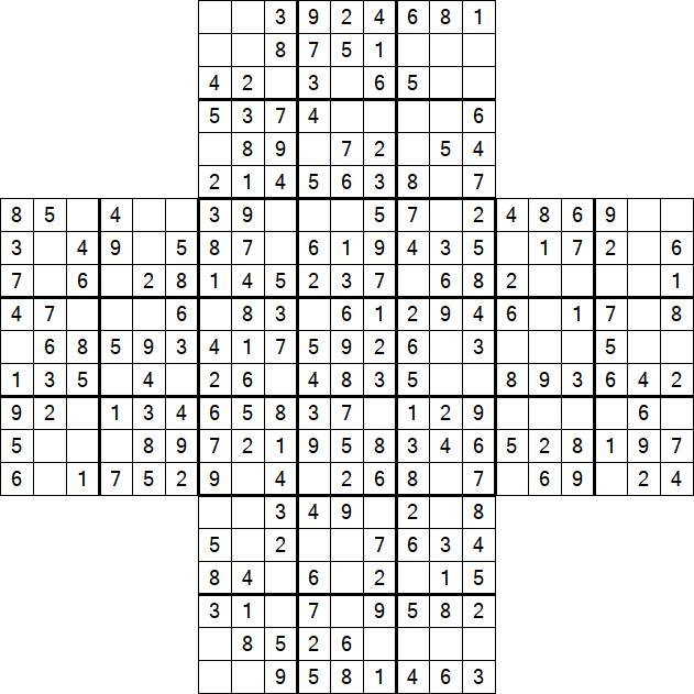 Cross Sudoku - Einfach
