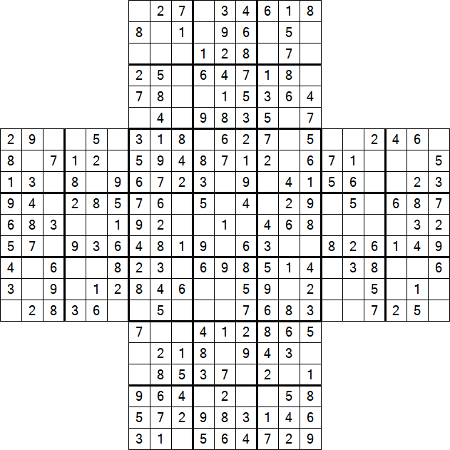 Cross Sudoku - Einfach