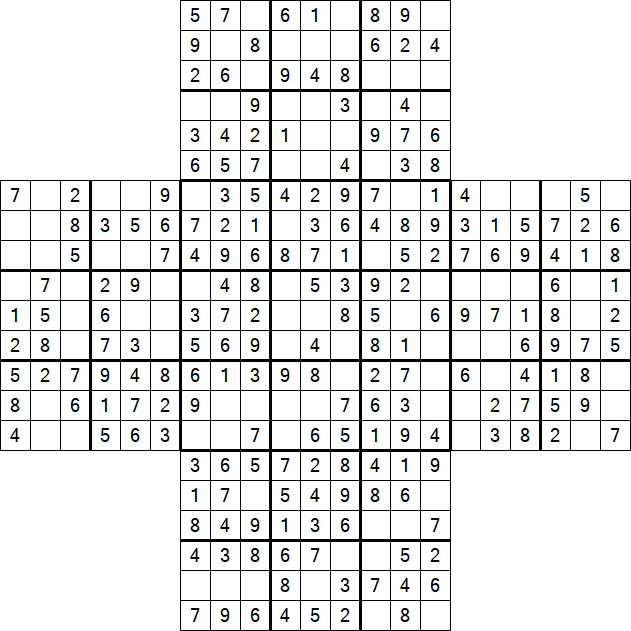 Cross Sudoku - Einfach