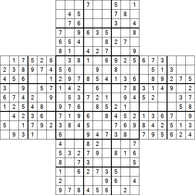Cross Sudoku - Einfach