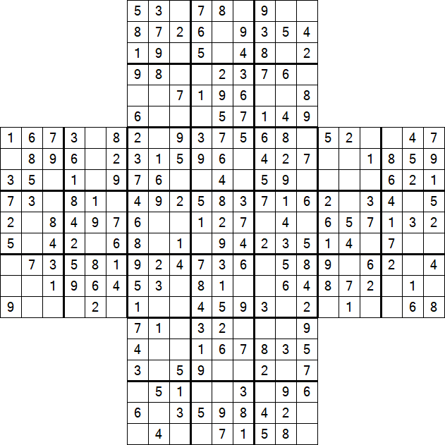Cross Sudoku - Einfach