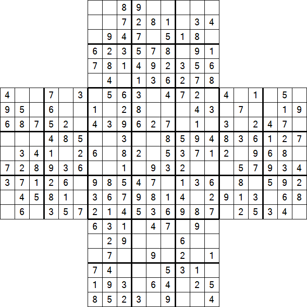 Cross Sudoku - Einfach
