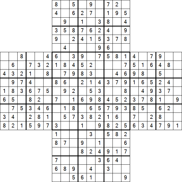 Cross Sudoku - Einfach