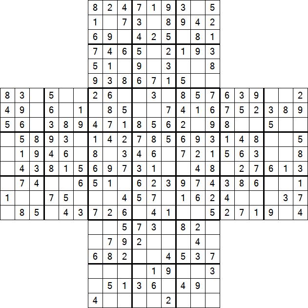 Cross Sudoku - Easy