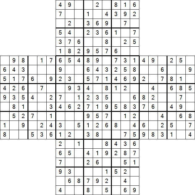 Cross Sudoku - Easy