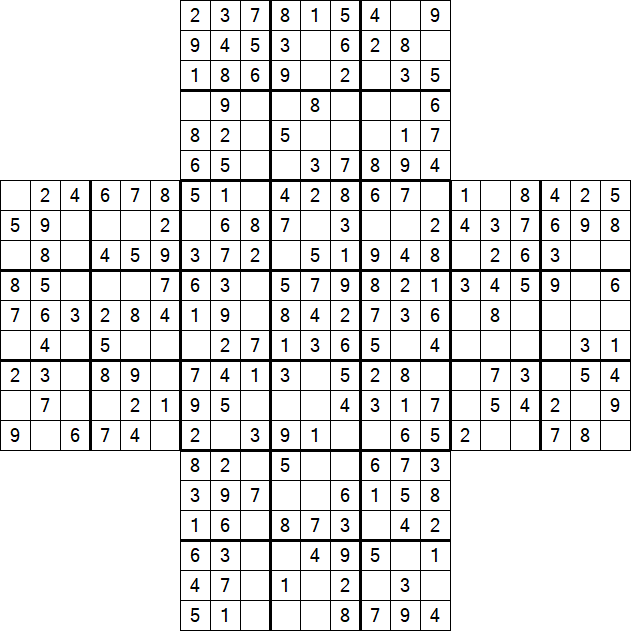 Cross Sudoku - Easy