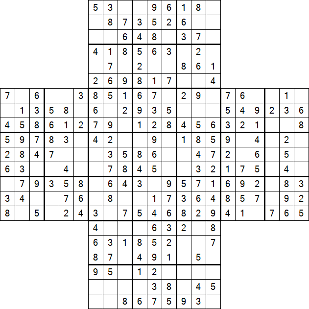 Cross Sudoku - Easy