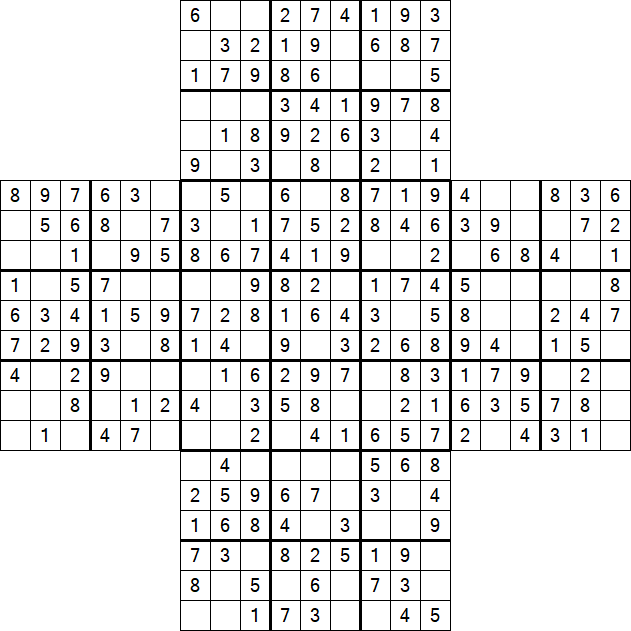 Cross Sudoku - Easy