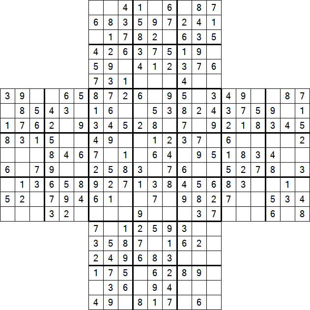 Cross Sudoku - Easy