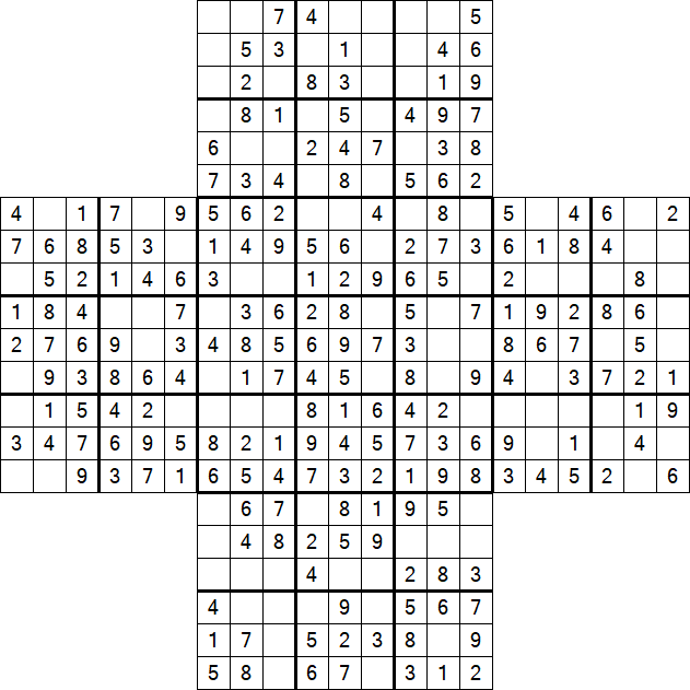 Cross Sudoku - Easy