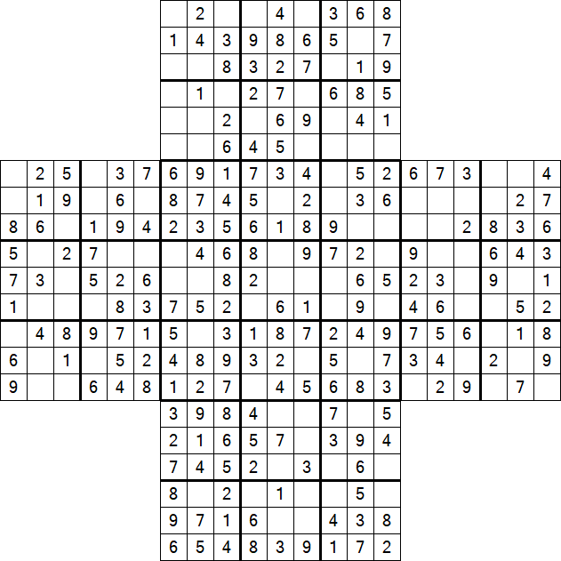 Cross Sudoku - Easy