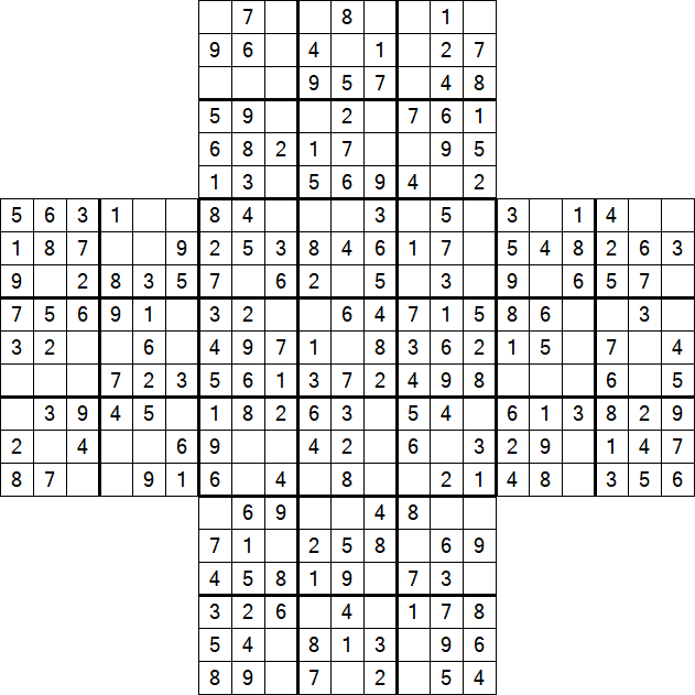 Cross Sudoku - Easy
