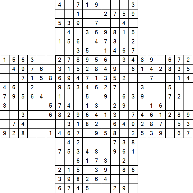 Cross Sudoku - Easy