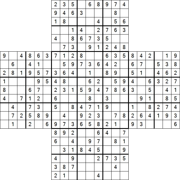 Cross Sudoku - Easy