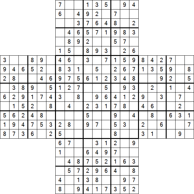 Cross Sudoku - Easy