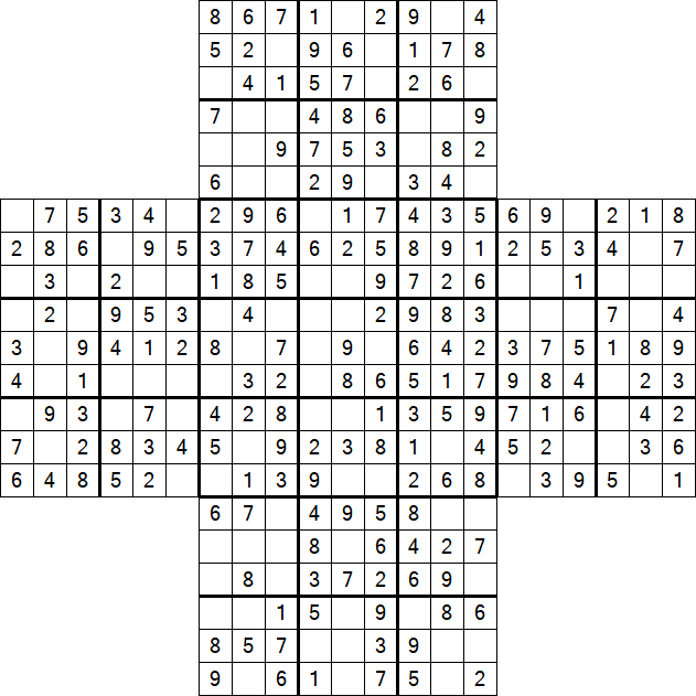 Cross Sudoku - Easy