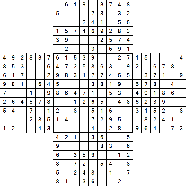 Cross Sudoku - Easy