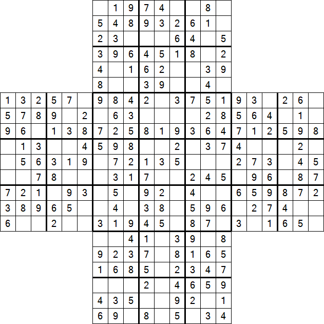 Cross Sudoku - Easy