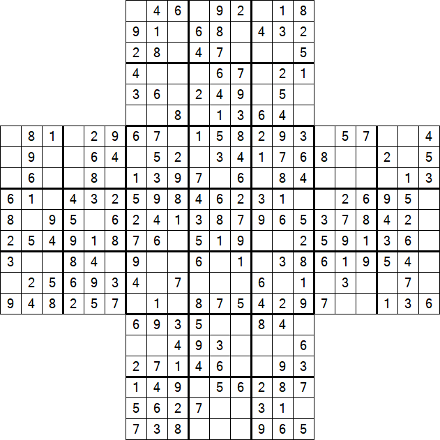 Cross Sudoku - Easy