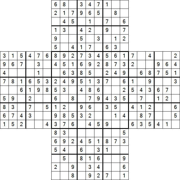 Cross Sudoku - Easy
