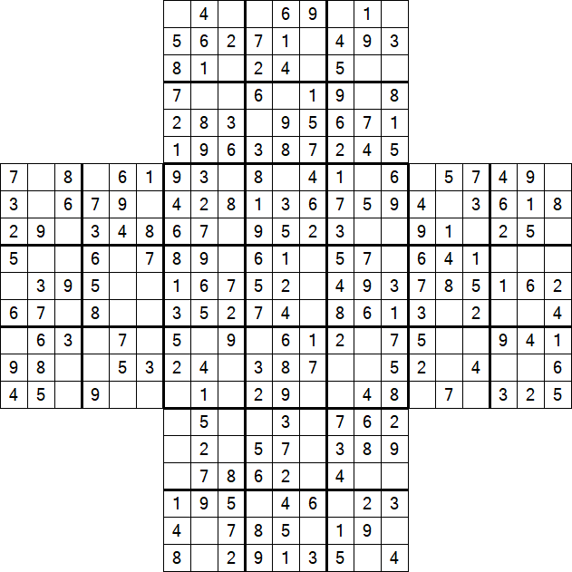 Cross Sudoku - Easy