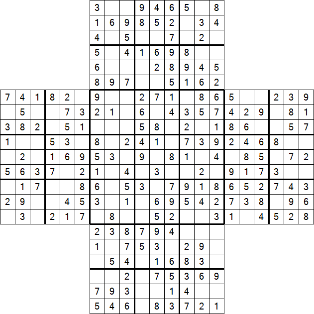 Cross Sudoku - Easy