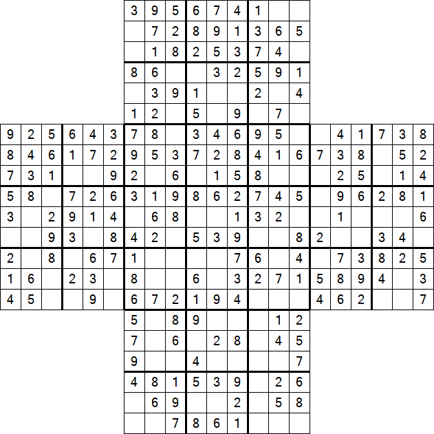 Cross Sudoku - Easy