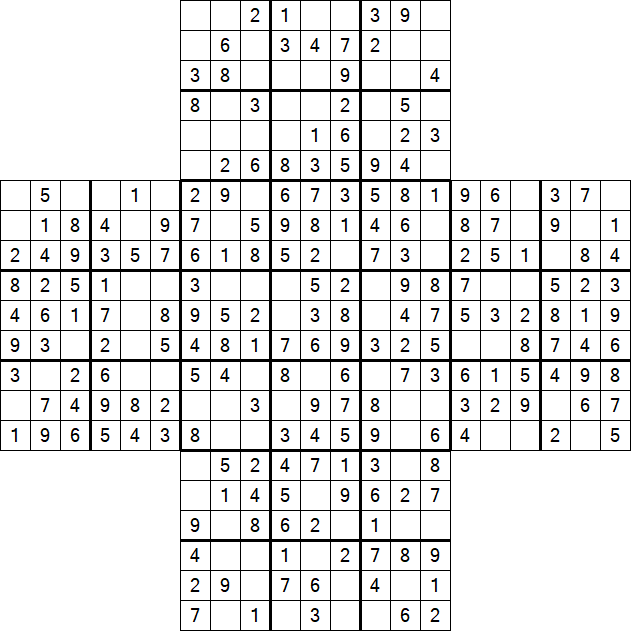 Cross Sudoku - Easy