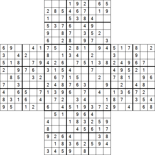 Cross Sudoku - Easy