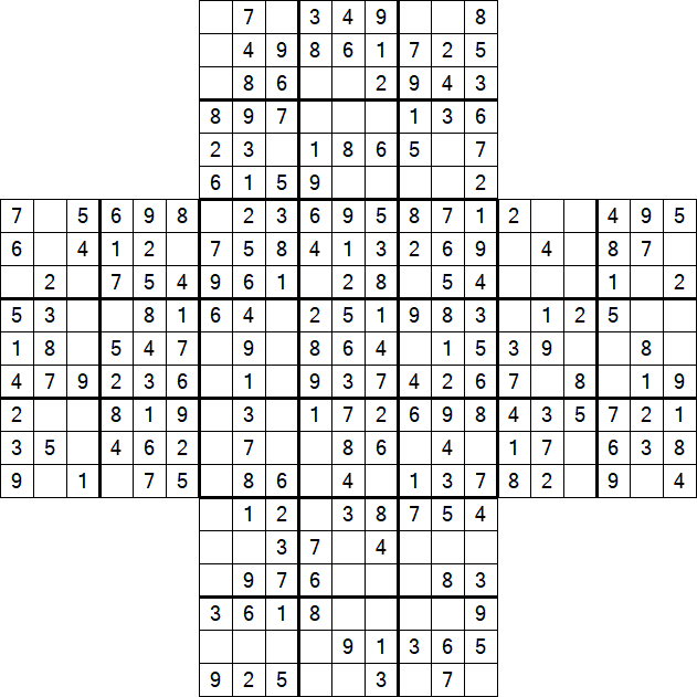 Cross Sudoku - Easy