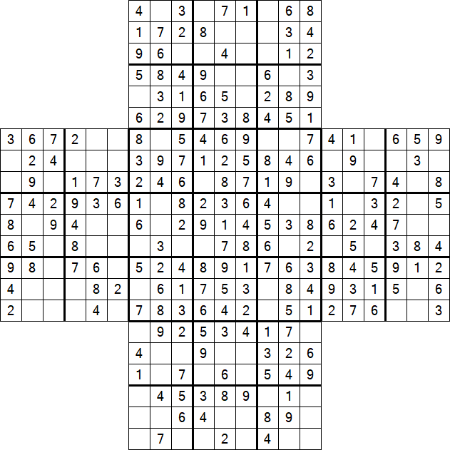Cross Sudoku - Easy