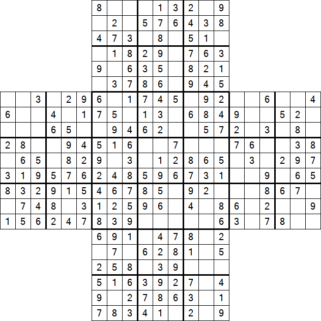 Cross Sudoku - Easy