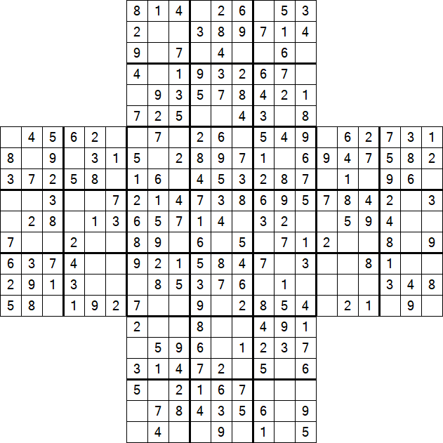Cross Sudoku - Easy