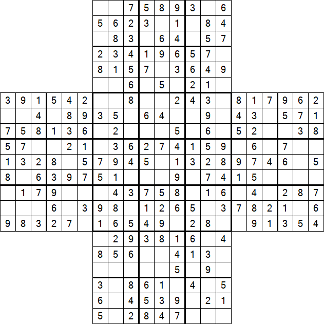 Cross Sudoku - Easy