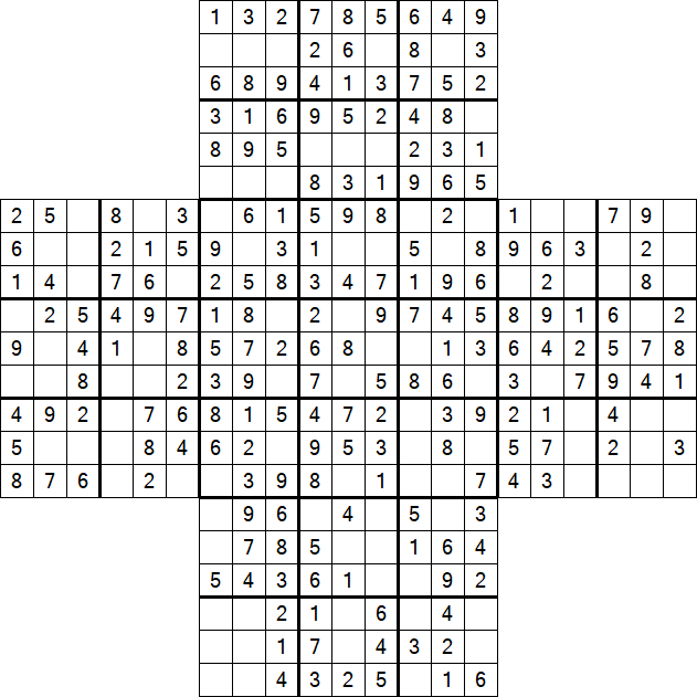 Cross Sudoku - Easy