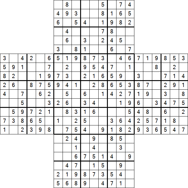 Cross Sudoku - Easy