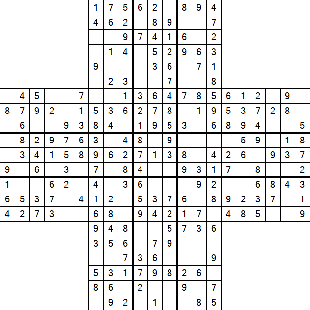 Cross Sudoku - Easy