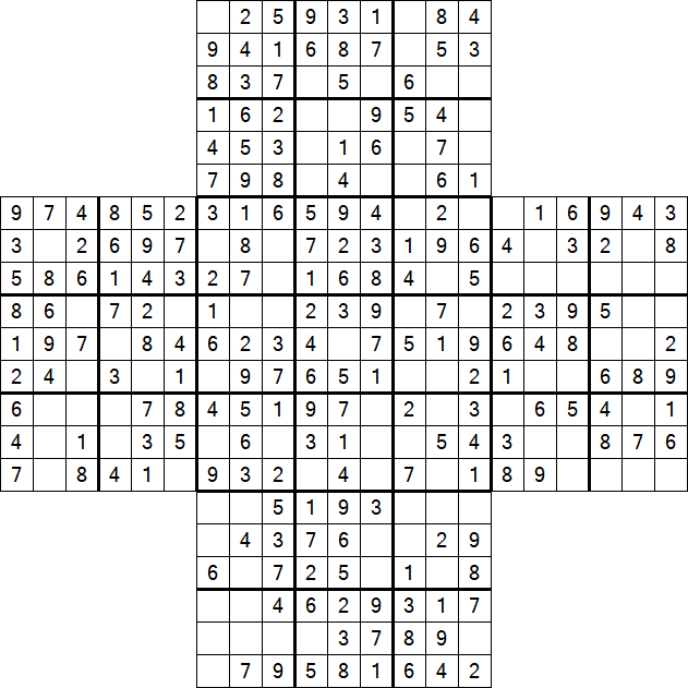 Cross Sudoku - Easy