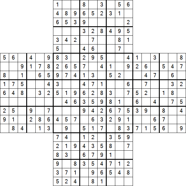 Cross Sudoku - Easy
