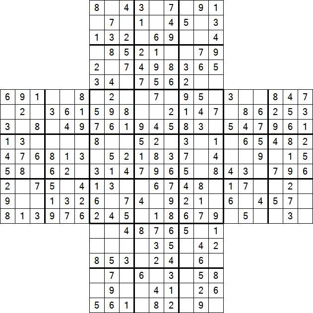 Cross Sudoku - Easy