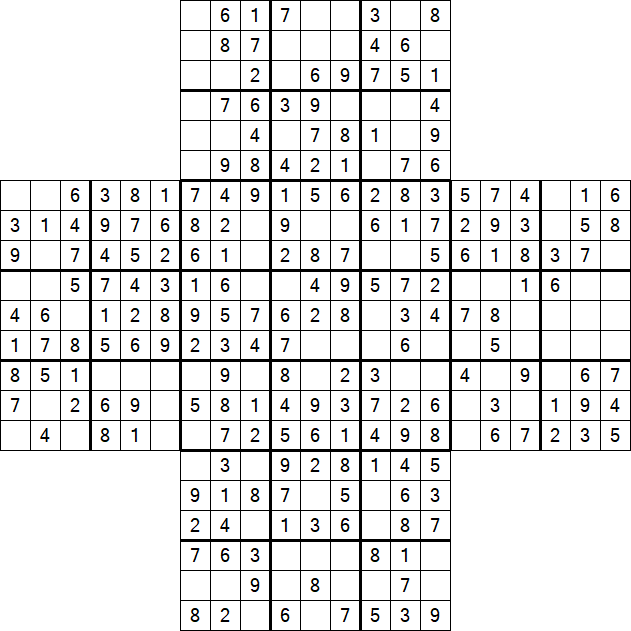 Cross Sudoku - Easy