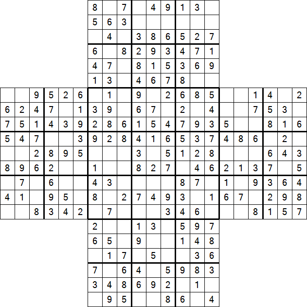 Cross Sudoku - Easy