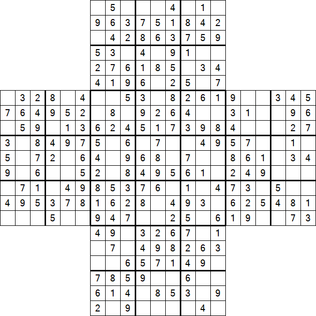 Cross Sudoku - Easy