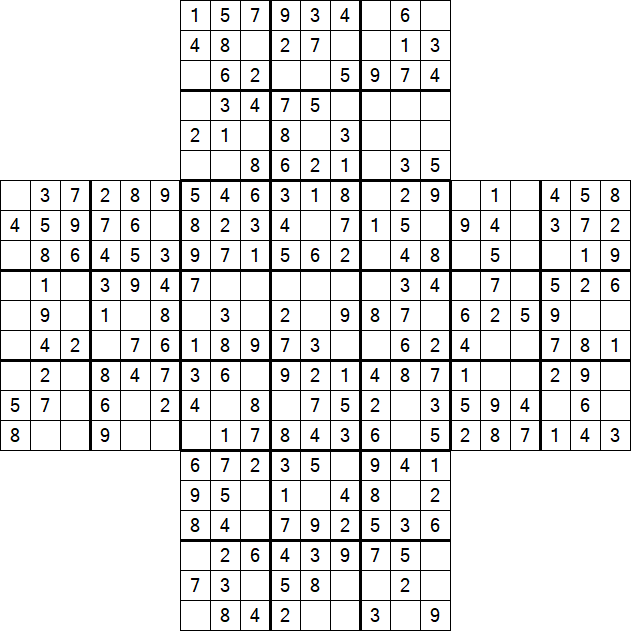 Cross Sudoku - Easy