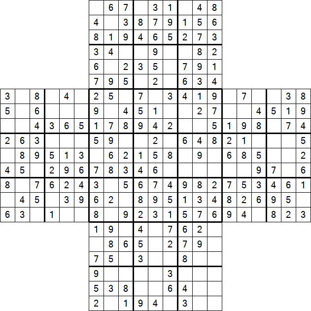 Cross Sudoku - Fácil