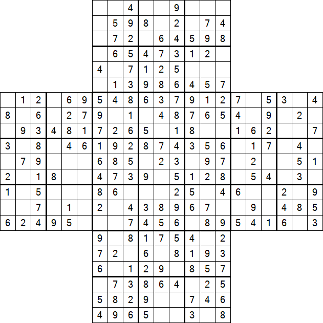 Cross Sudoku - Fácil
